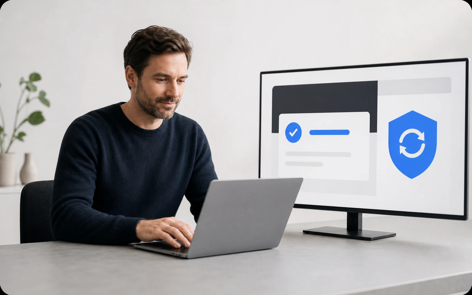 Ansprechperson für Website-Betreuung prüft Aktualisierungen und Überwachung